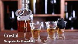  Presentation with car key - Cool new PPT theme with illegal drinking - glassware of alcohol with handcuffs backdrop and a tawny brown colored foreground