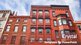  Presentation with facade - Audience pleasing slide deck consisting of illinois - building facade along main street backdrop and a tawny brown colored foreground
