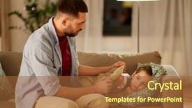  Presentation with family health - Colorful PPT theme enhanced with illness - family health and people concept backdrop and a tawny brown colored foreground