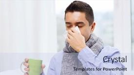  Presentation with healthcare - Slide deck having illness - healthcare flu people rhinitis background and a sky blue colored foreground