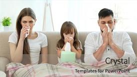  Presentation with illness - Cool new slide set with illness - ill family sitting on sofa backdrop and a mint green colored foreground