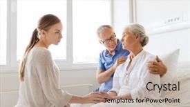  Presentation with family health - Amazing PPT theme having illness - medicine support family health care backdrop and a mint green colored foreground