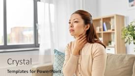  Presentation with sore throat - PPT theme having illness-and-health-problem-concept background and a coral colored foreground