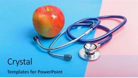  Presentation with heart health - Cool new presentation design with stethoscope and apple between blue backdrop and a cyan colored foreground