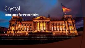  Presentation with building - Audience pleasing slide deck consisting of illumanated-reichstag-building-in-berlin backdrop and a ocean colored foreground