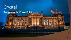  Presentation with building - Presentation theme having illumanated-reichstag-building-in-berlin background and a ocean colored foreground