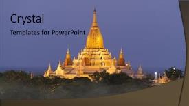  Presentation with myanmar bagan - Audience pleasing presentation theme consisting of illuminated ananda temple pagoda paya in bagan at night myanmar burma backdrop and a ocean colored foreground