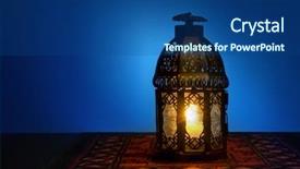  Presentation with illuminated - Audience pleasing presentation theme consisting of illuminated arabic lantern on blue backdrop and a ocean colored foreground