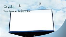  Presentation with illuminated - PPT theme having illuminated big blank billboard background and a sky blue colored foreground