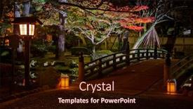  Presentation with garden city - Slide deck having illuminated bridge in kenrokuen garden during the red maple leaf season momijigari kanazawa city ishikawa prefecture japan background and a wine colored foreground