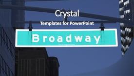  Presentation with musical broadway - Presentation design enhanced with illuminated broadway sign background and a ocean colored foreground