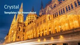  Presentation with european parliament - Presentation design featuring illuminated-budapest-parliament-building background and a  colored foreground