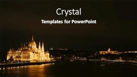  Presentation with dark river - Presentation with illuminated-budapest-parliament-building background and a black colored foreground