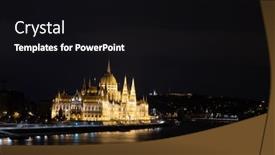  Presentation with dark river - PPT layouts consisting of illuminated-budapest-parliament-building background and a black colored foreground
