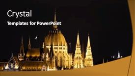  Presentation with dark river - PPT layouts having illuminated-budapest-parliament-building background and a black colored foreground