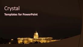 Presentation with dark river - PPT theme with illuminated-budapest-parliament-building background and a wine colored foreground