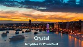  Presentation with malta - Slide deck consisting of illuminated buildings along the shoreline background and a ocean colored foreground