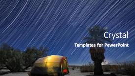  Presentation with star trails - Presentation theme consisting of illuminated-camping-tent-under background and a ocean colored foreground