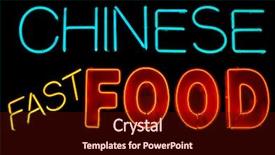  Presentation with chinese food - Slides consisting of illuminated chinese fast food neon sign on black background and a wine colored foreground