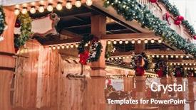  Presentation with kiosk - Presentation consisting of illuminated christmas fairground wooden kiosk background and a red colored foreground