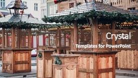  Presentation with kiosk - Audience pleasing slides consisting of illuminated christmas fairground wooden kiosk backdrop and a tawny brown colored foreground