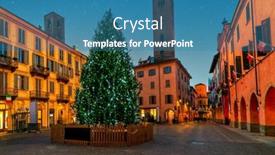  Presentation with christmas tree - Slide deck having illuminated-christmas-tree-on-cobblestone background and a teal colored foreground