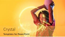  Presentation with female sport - PPT layouts consisting of illuminated-circle-and-plants-over background and a yellow colored foreground