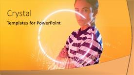  Presentation with female sport - Presentation design consisting of illuminated-circle-and-plants-over background and a yellow colored foreground