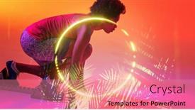  Presentation with racing - Presentation theme enhanced with illuminated-circle-and-plants-over background and a coral colored foreground