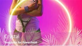  Presentation with female sport - Presentation design with illuminated-circle-and-plants-over background and a purple colored foreground