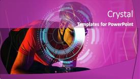  Presentation with racing - Theme with illuminated-circular-pattern-over-caucasian background and a purple colored foreground