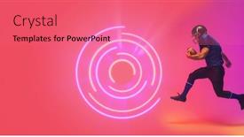  Presentation with football competition - PPT theme with illuminated-circular-structure-and-american background and a coral colored foreground