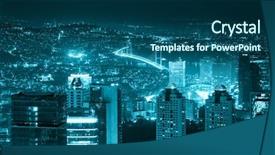  Presentation with night city - Amazing slides having illuminated city downtown skyscraper backdrop and a ocean colored foreground