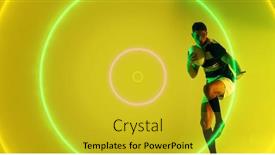  Presentation with colorful circles - PPT theme featuring illuminated-colorful-circles-over-caucasian background and a gold colored foreground