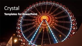  Presentation with ferris wheel - PPT theme enhanced with illuminated-ferris-wheel-and-decorated background and a wine colored foreground
