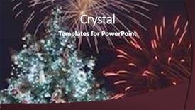  Presentation with day night - Audience pleasing presentation design consisting of illuminated giant outdoor xmas tree and fireworks bursting above in the night sky to celebrate the new year's day backdrop and a wine colored foreground