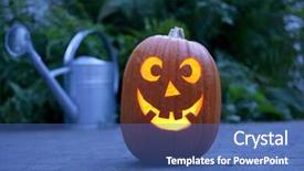  Presentation with grotesque halloween - Presentation featuring illuminated-halloween-pumpkin and a ocean colored foreground