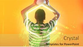  Presentation with hexagon - Theme consisting of illuminated-hexagon-and-plants-over background and a yellow colored foreground