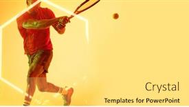  Presentation with hexagon - PPT theme featuring illuminated-hexagon-over-midsection background and a light gray colored foreground