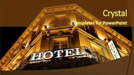  Presentation with illuminated - Beautiful slide deck featuring illuminated hotel sign taken backdrop and a tawny brown colored foreground