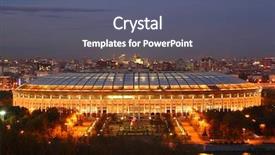  Presentation with illuminated - Slide deck having illuminated luzhniki stadium at evening background and a gray colored foreground