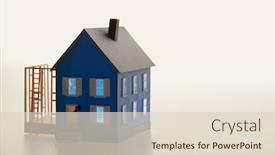  Presentation with illuminated - PPT theme enhanced with illuminated-model-house-with-ladder background and a lemonade colored foreground