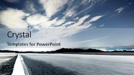  Presentation with hill road - Amazing presentation theme having blurry empty asphalt road passed backdrop and a light blue colored foreground