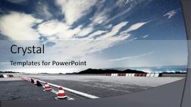  Presentation with hill road - Amazing slides having passed through illuminated modern city backdrop and a light blue colored foreground