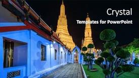  Presentation with illuminated - PPT theme having illuminated-old-buddhist-temple-wat background and a black colored foreground