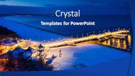  Presentation with illuminated - Colorful presentation theme enhanced with illuminated-pier-in-brzezno backdrop and a ocean colored foreground