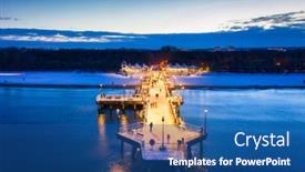  Presentation with illuminated - Slide set having illuminated-pier-in-brzezno background and a ocean colored foreground