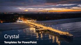  Presentation with illuminated - Presentation theme with illuminated-pier-in-brzezno background and a navy blue colored foreground