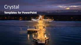  Presentation with dusk - Presentation design with illuminated-pier-in-brzezno background and a ocean colored foreground