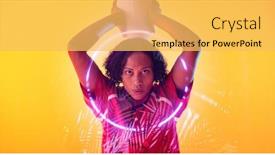  Presentation with orange abstract - Presentation design with illuminated-plants-and-circle-over background and a yellow colored foreground